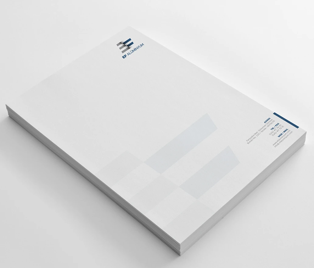 Ef Alüminyum ve İnşaat Kurumsal Kimlik Tasarım / Antetli Kağıt