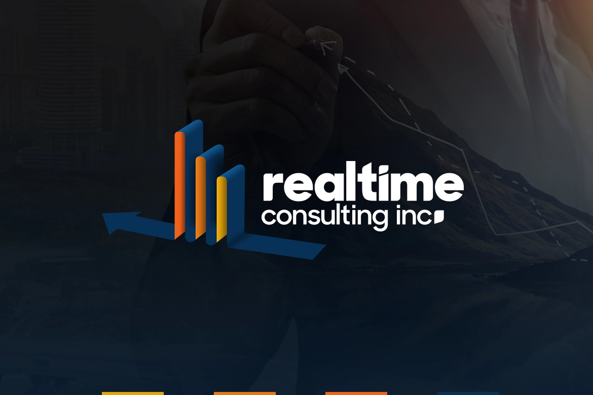 Real Time Consulting Inc Logo Tasarım / Koyu Zemin