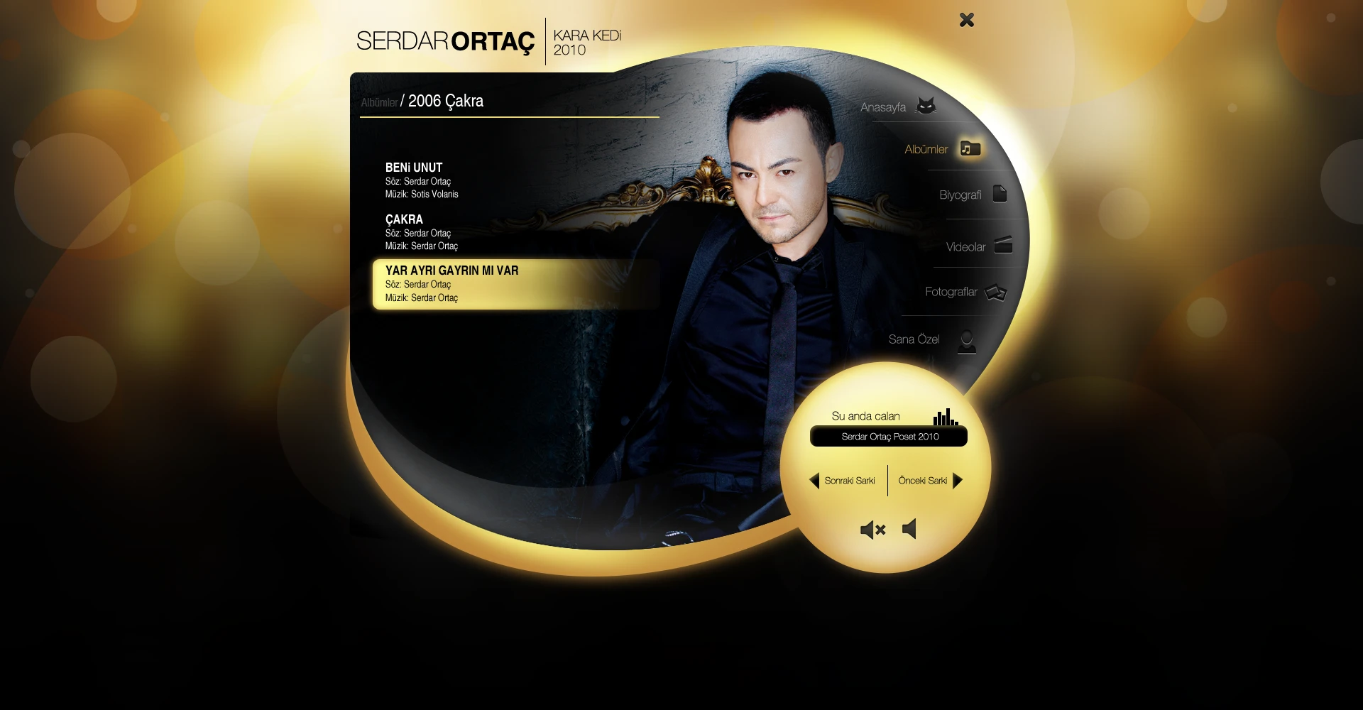 Serdar Ortaç - Müzik Player Tasarımı / Albüm Seçim Sayfası