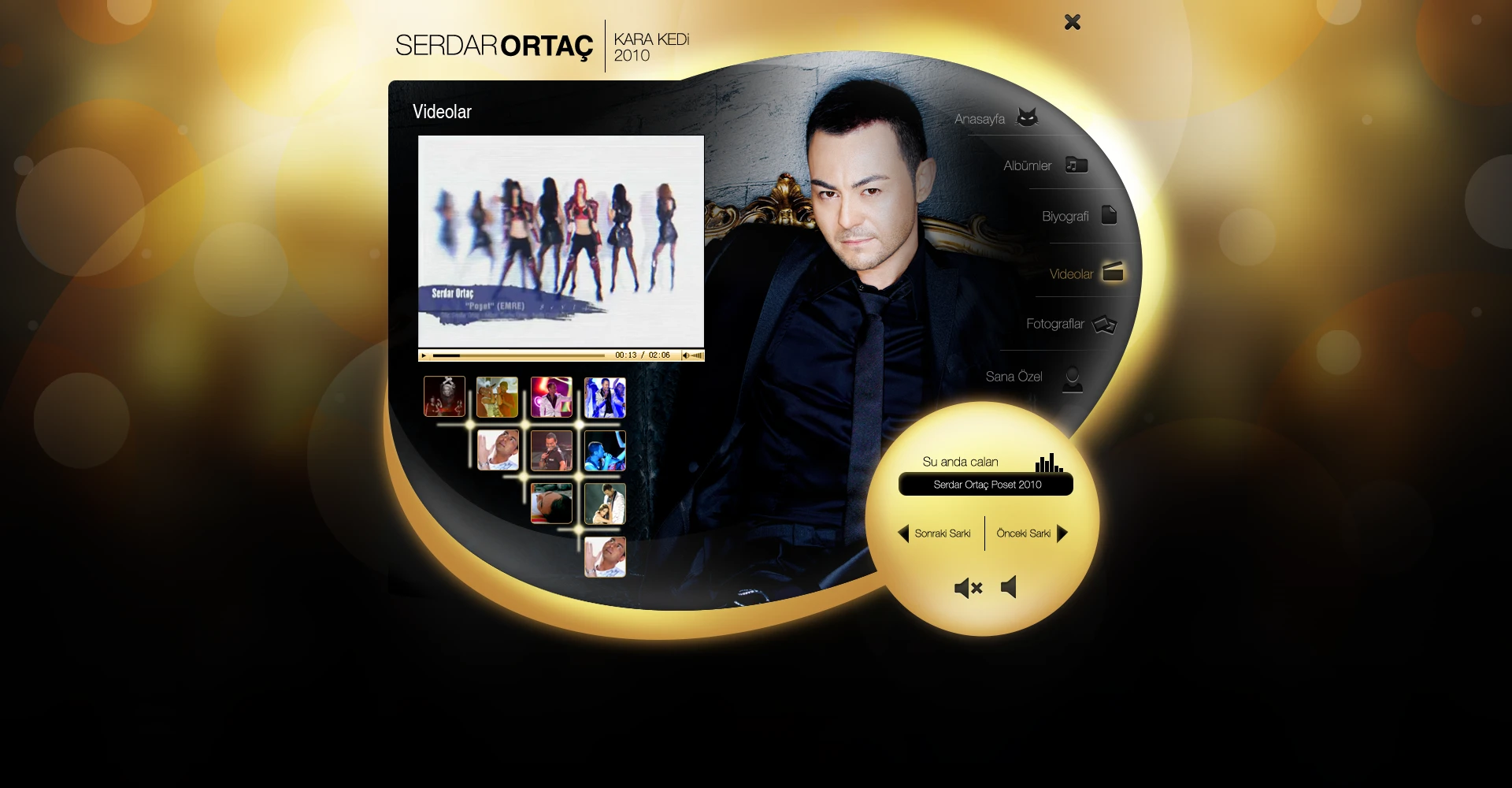 Serdar Ortaç - Müzik Player Tasarımı / Klipler Sayfası