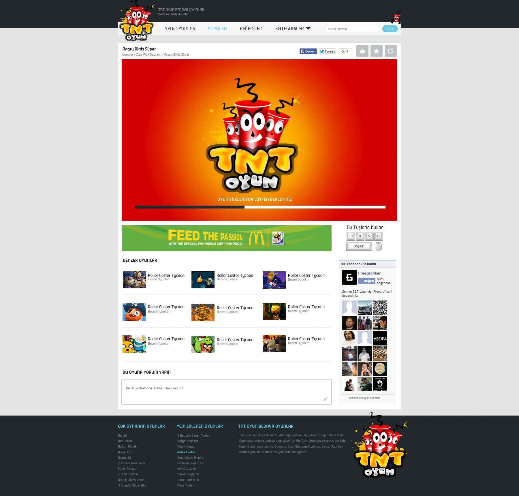 Tntoyun.com Oyun Sitesi Arayüz Tasarımı / Oyun Oynama Ekranı