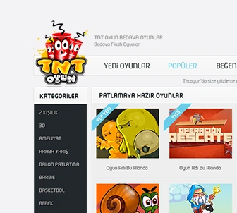 Tntoyun.com Oyun Sitesi Arayüz Tasarım